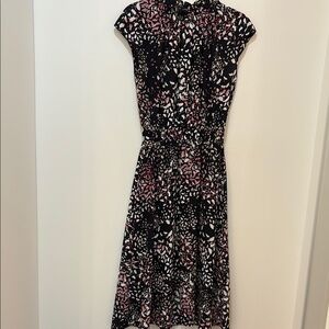 Banana Republic Pink and White A-Line Midi Dress